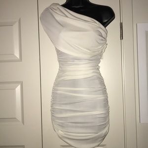 White party mini dress one shoulder SZ S